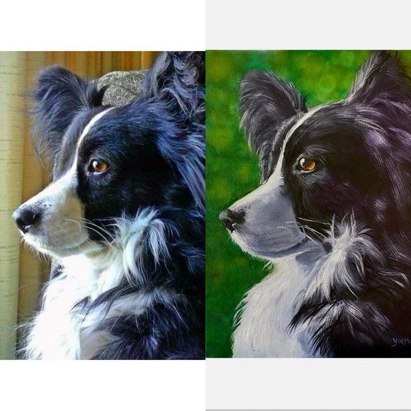 Custom pet portrait, pet memorial, oil painting canvas, dog, cat - Picture 4 of 16